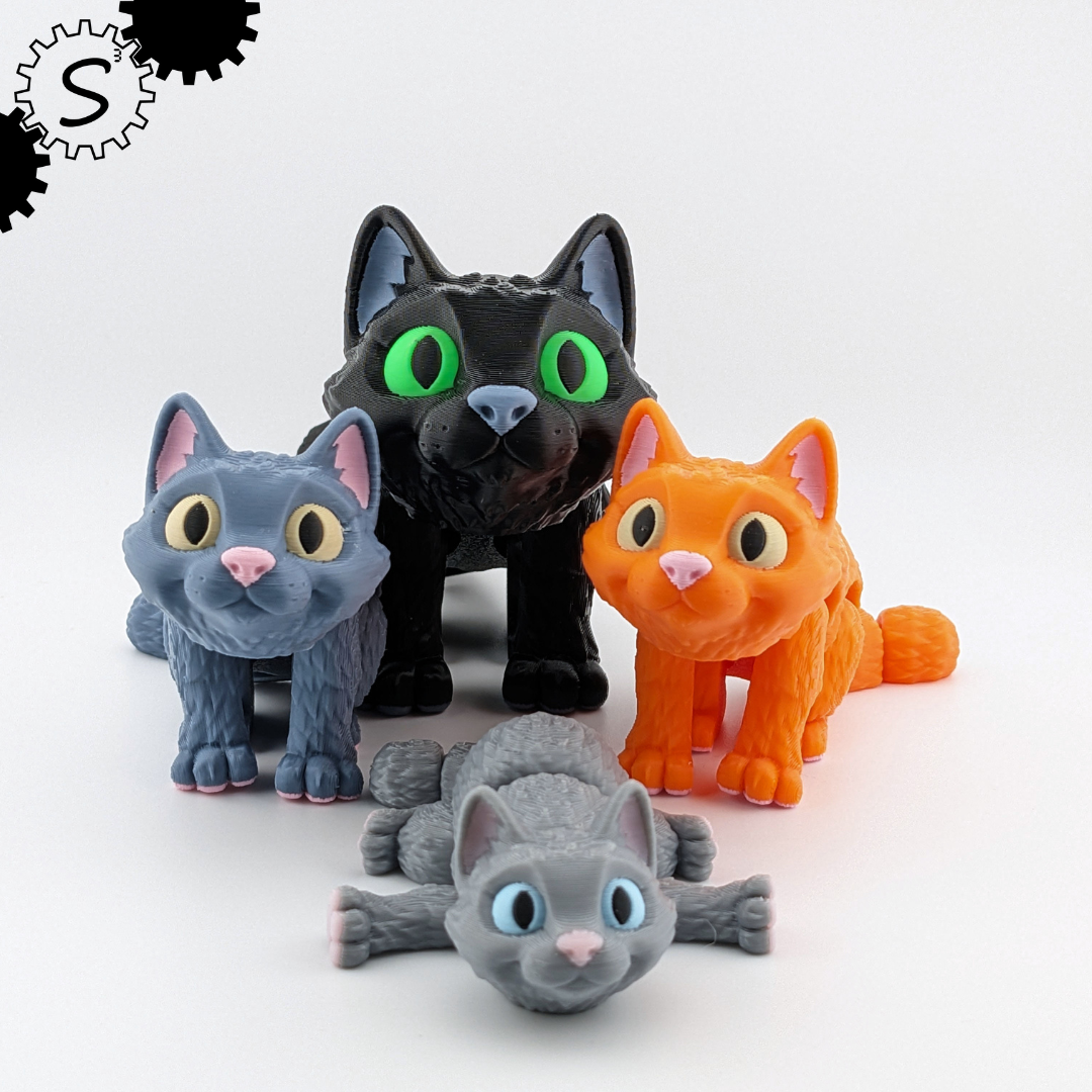 3D Printed Articulated Cat Figure – Multicolor Collectible