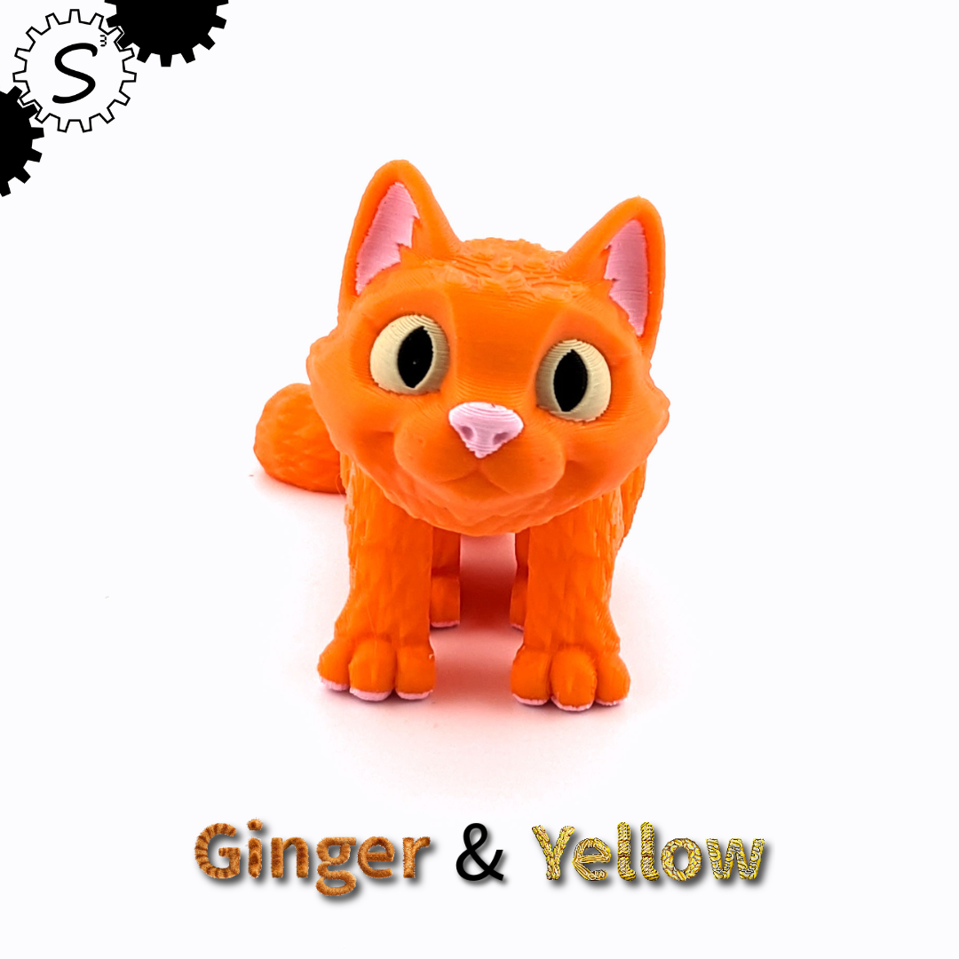 3D Printed Articulated Cat Figure – Multicolor Collectible