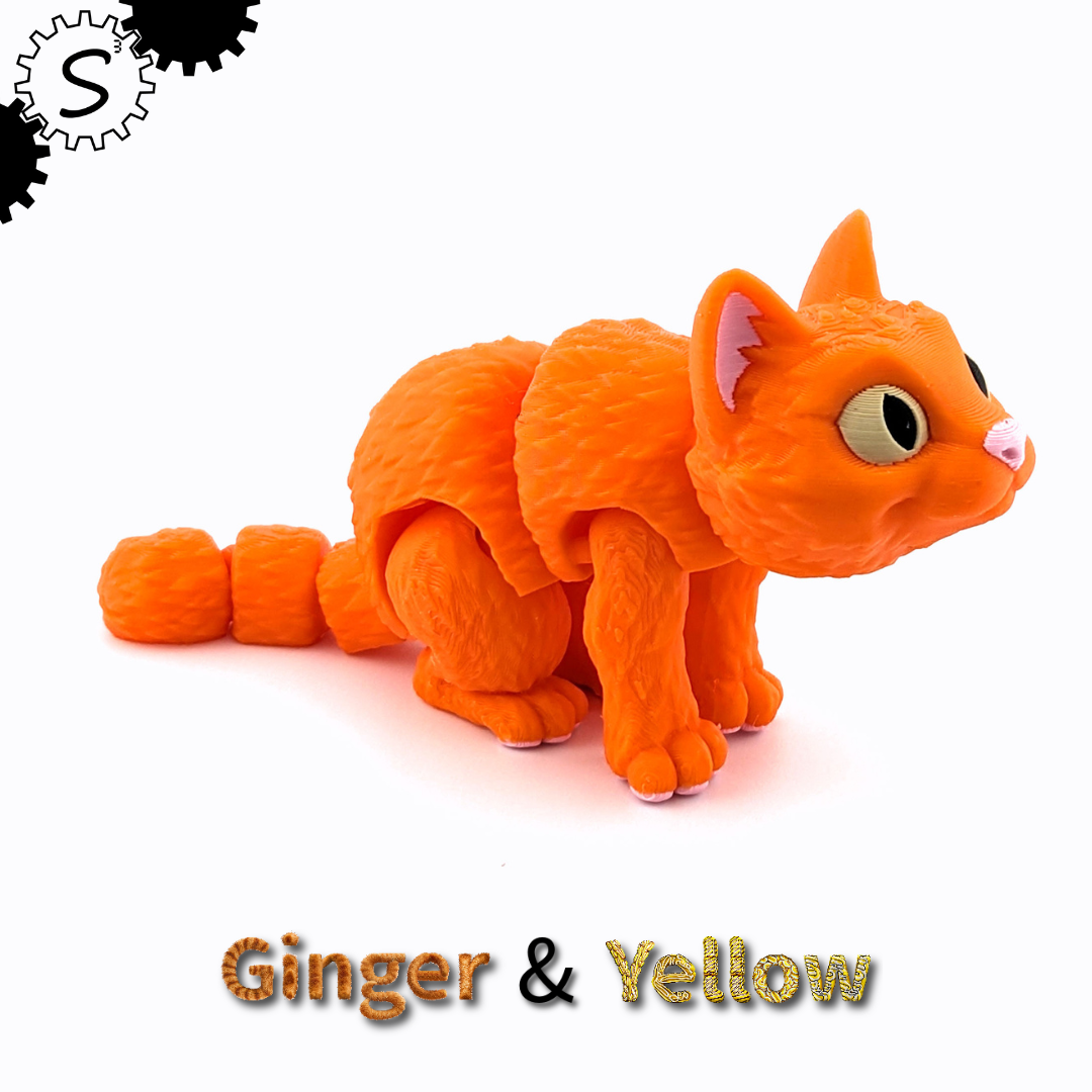 3D Printed Articulated Cat Figure – Multicolor Collectible