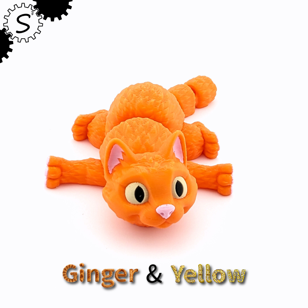 3D Printed Articulated Cat Figure – Multicolor Collectible