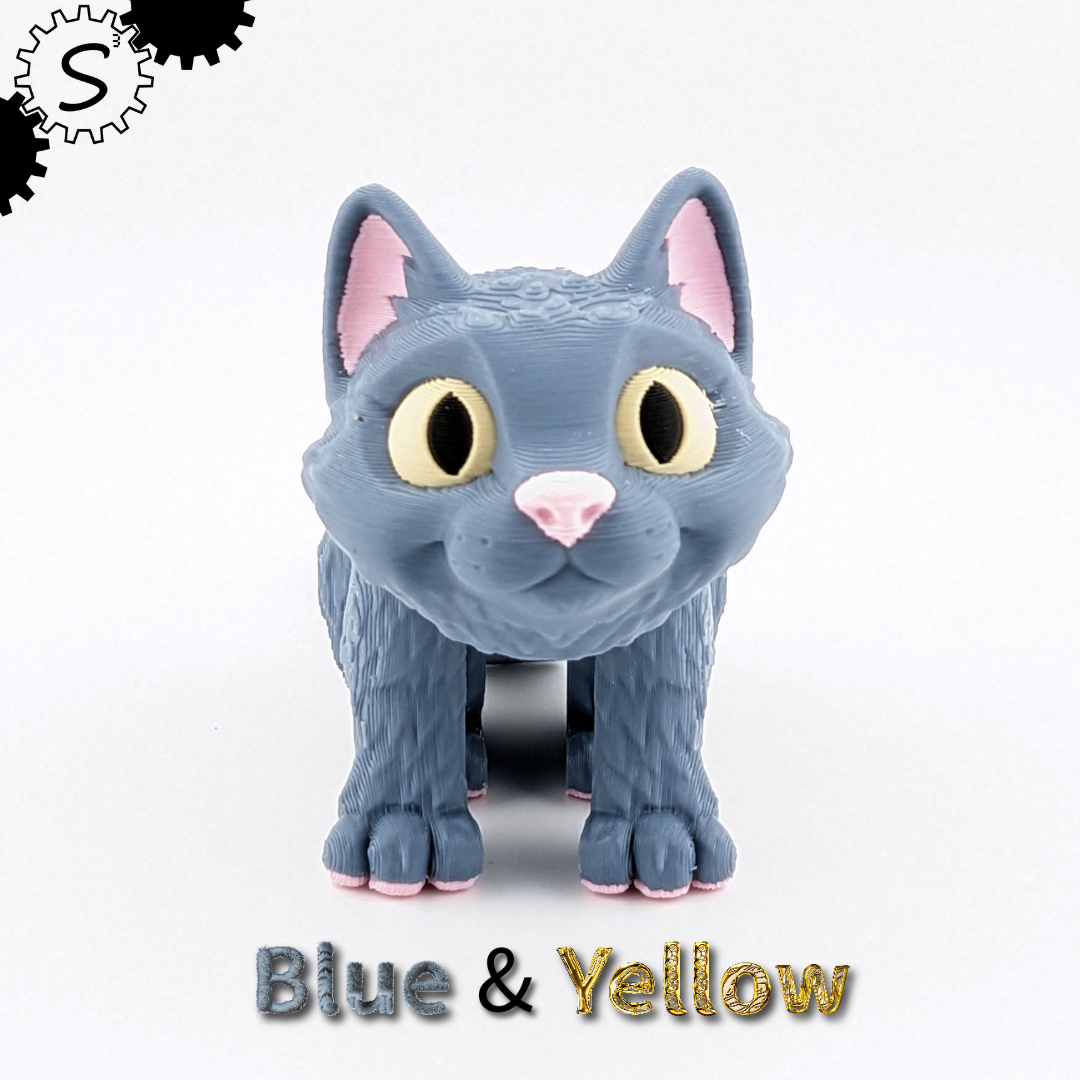 3D Printed Articulated Cat Figure – Multicolor Collectible