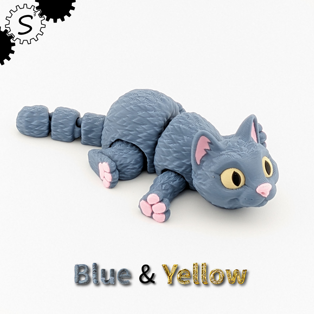 3D Printed Articulated Cat Figure – Multicolor Collectible