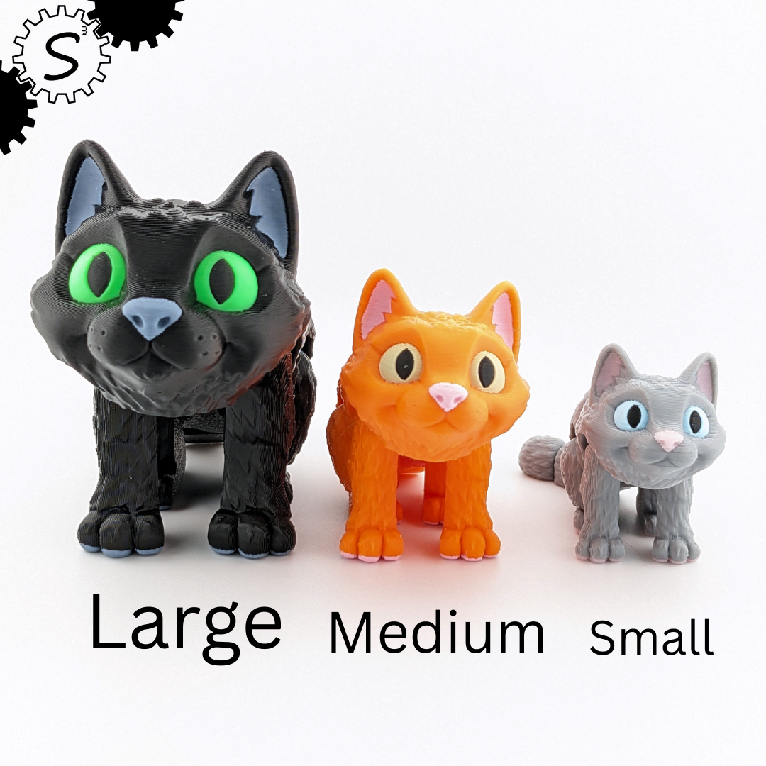 3D Printed Articulated Cat Figure – Multicolor Collectible