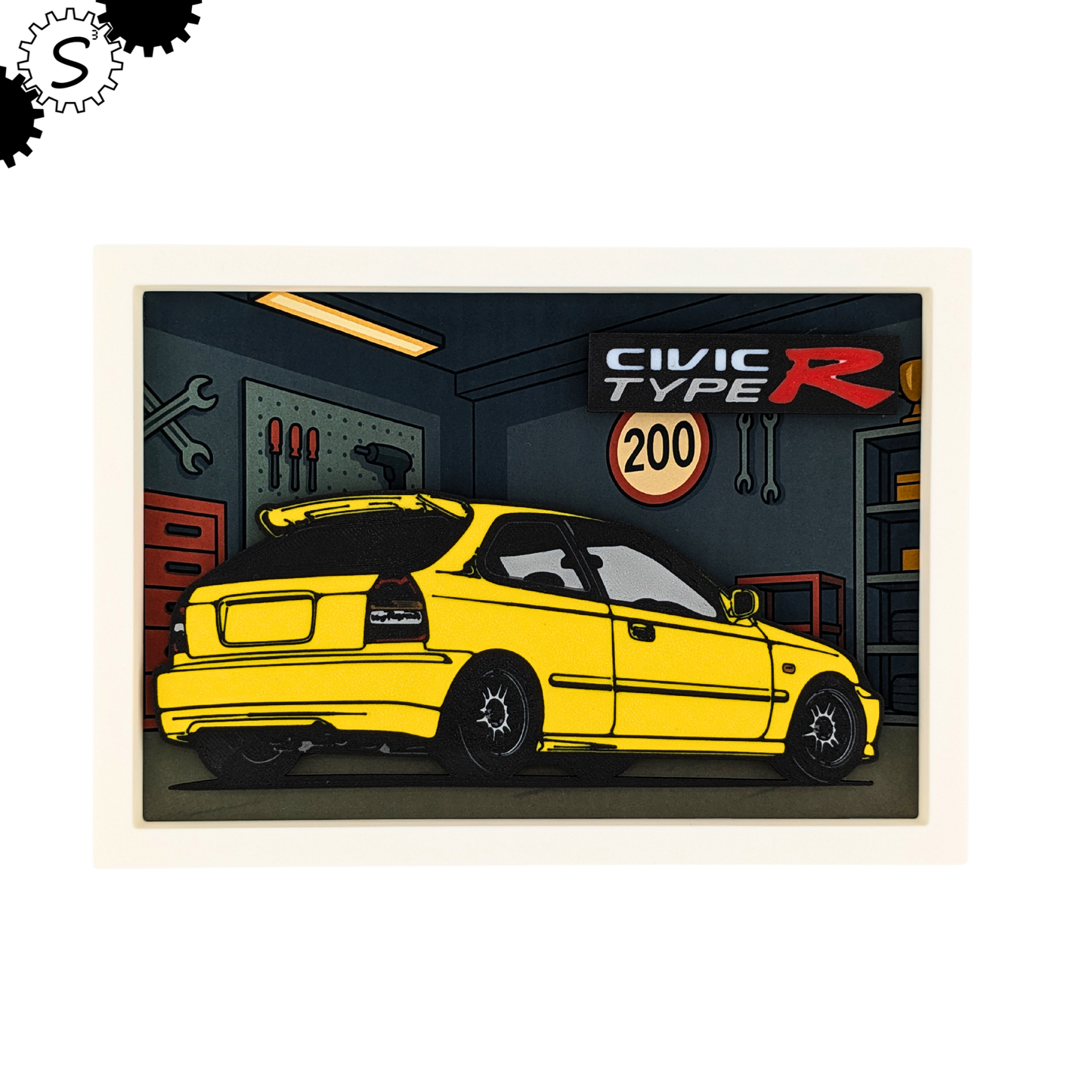 Honda Civic EK9 Type R 3D Layered Wall Art