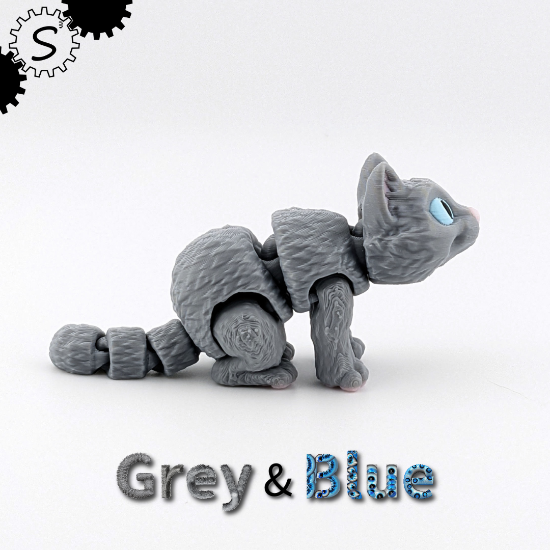 3D Printed Articulated Cat Figure – Multicolor Collectible