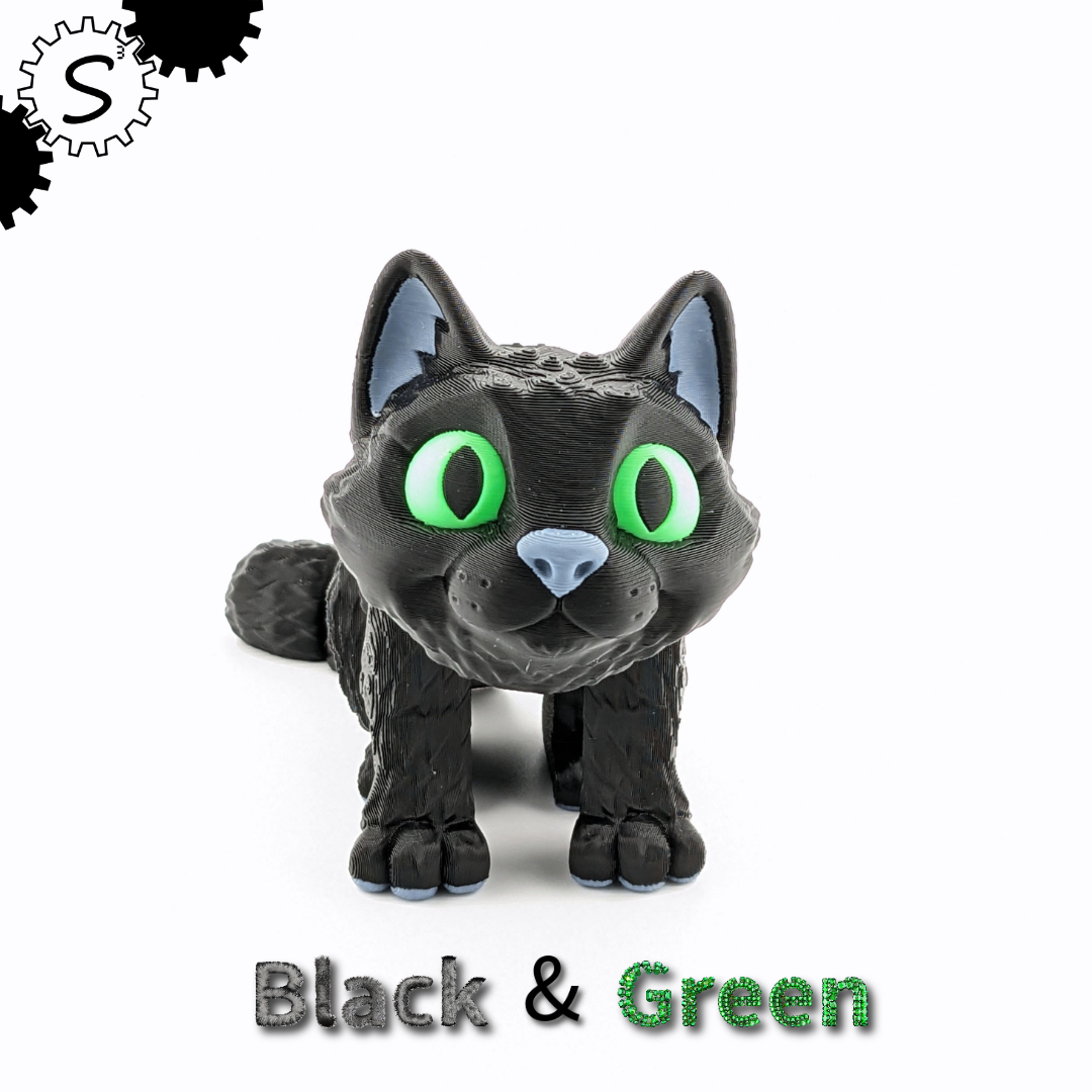 3D Printed Articulated Cat Figure – Multicolor Collectible