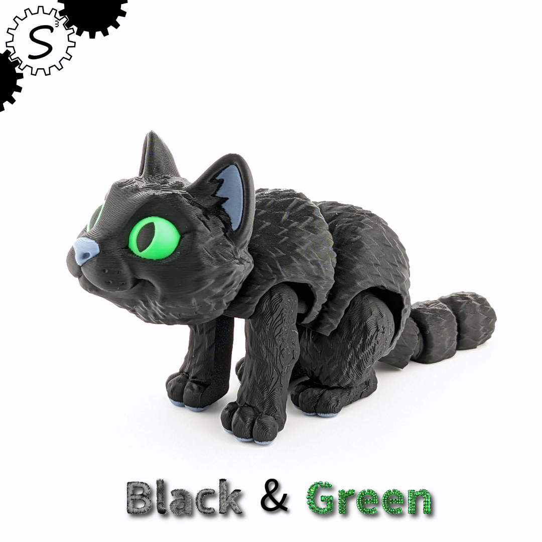 3D Printed Articulated Cat Figure – Multicolor Collectible