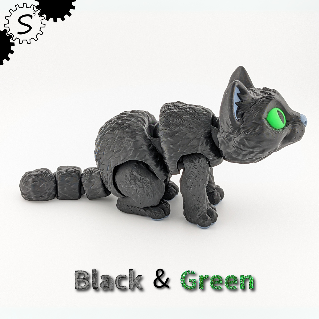 3D Printed Articulated Cat Figure – Multicolor Collectible