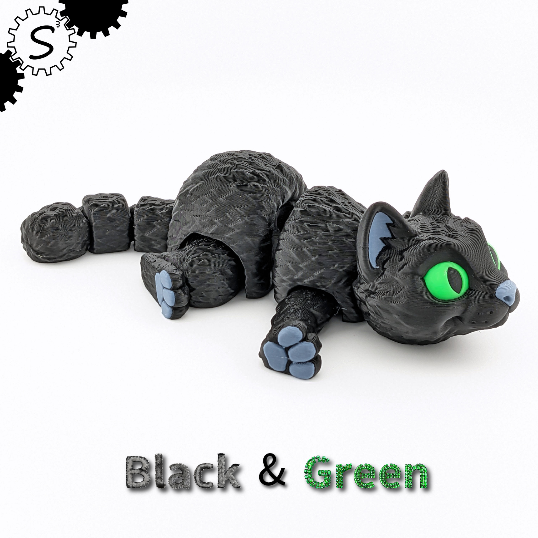 3D Printed Articulated Cat Figure – Multicolor Collectible