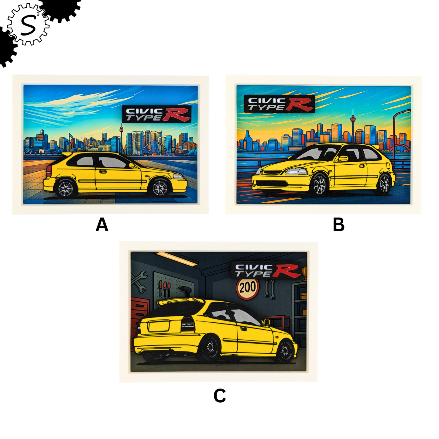 Honda Civic EK9 Type R 3D Layered Wall Art