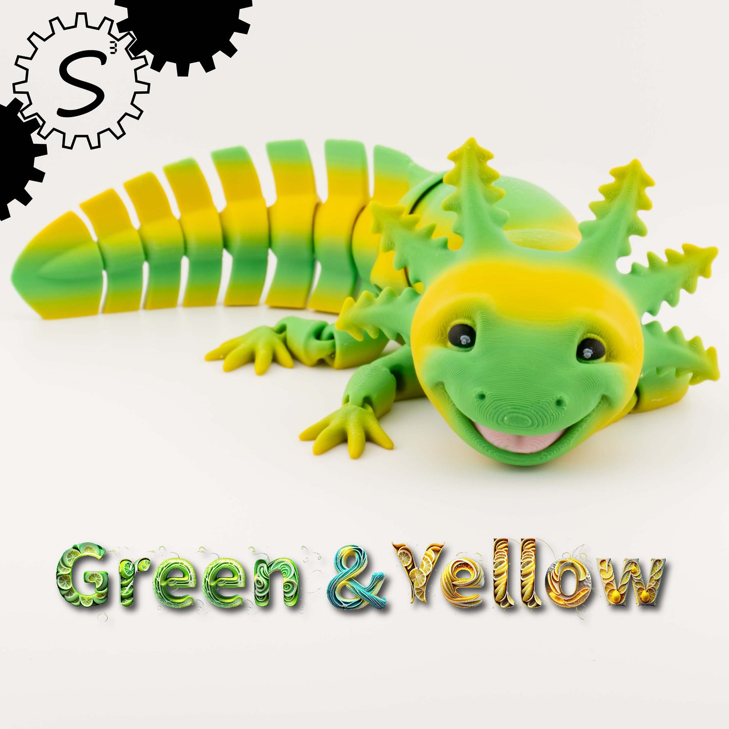 3D Printed Articulated Adorable Big Smile Axolotl Fidget Toy Gift