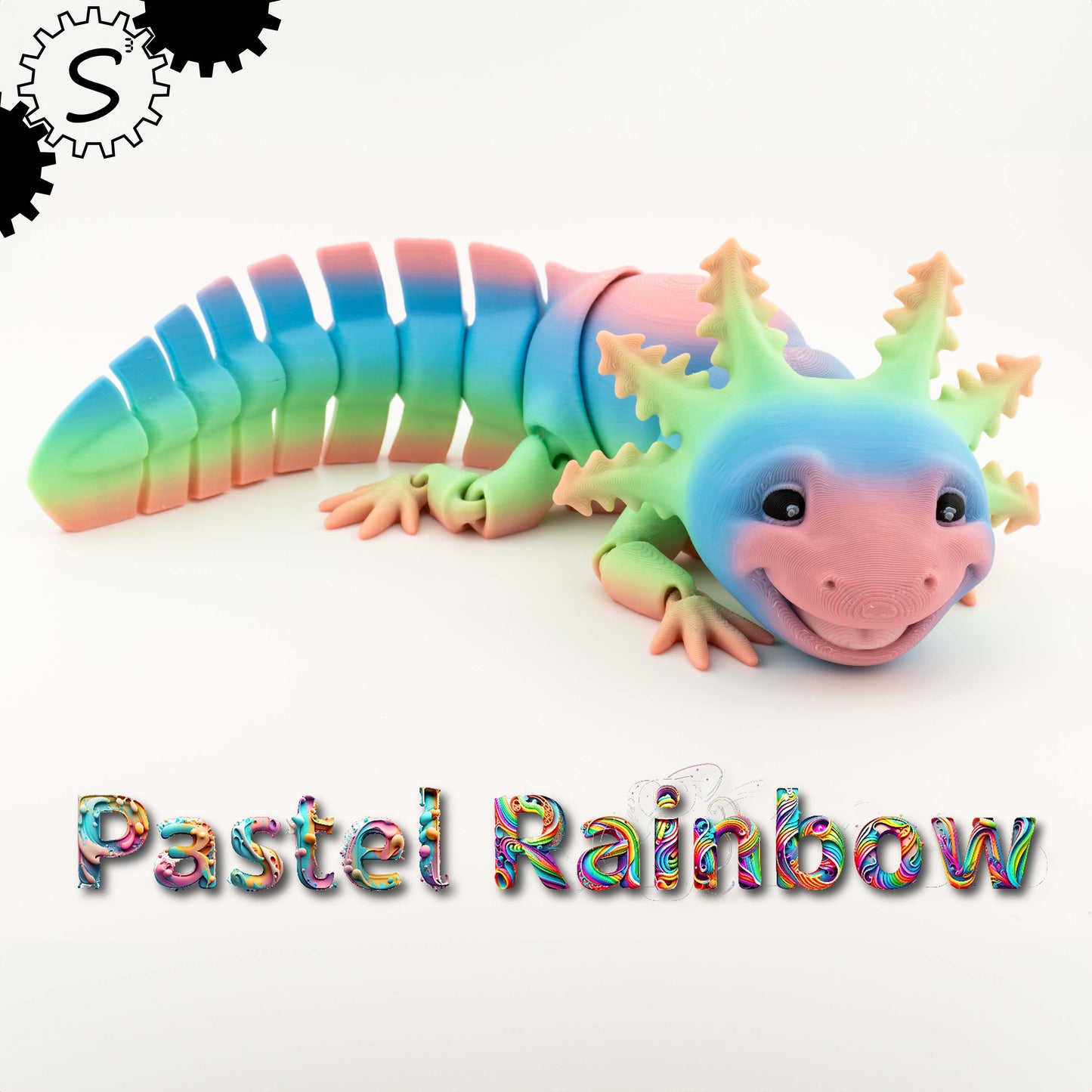 3D Printed Articulated Adorable Big Smile Axolotl Fidget Toy Gift
