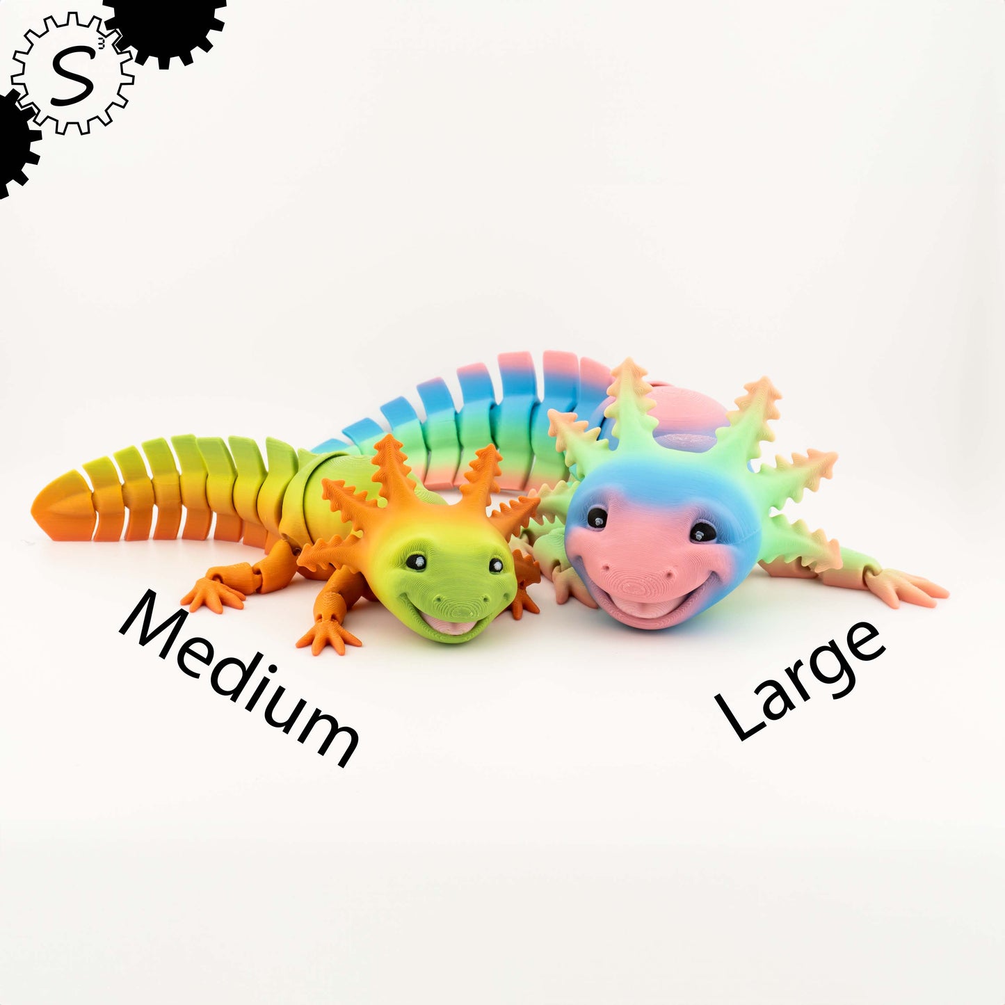 3D Printed Articulated Adorable Big Smile Axolotl Fidget Toy Gift