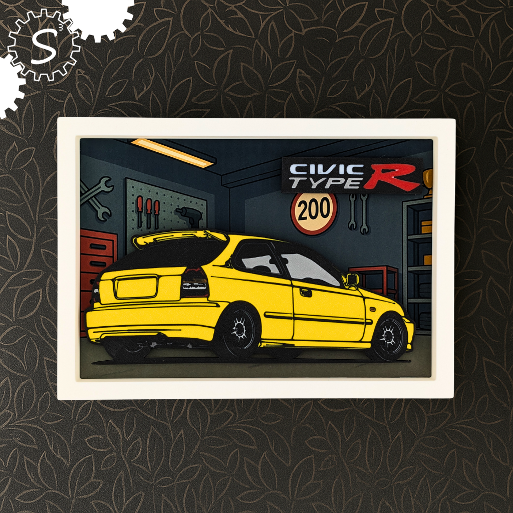 Honda Civic EK9 Type R 3D Layered Wall Art