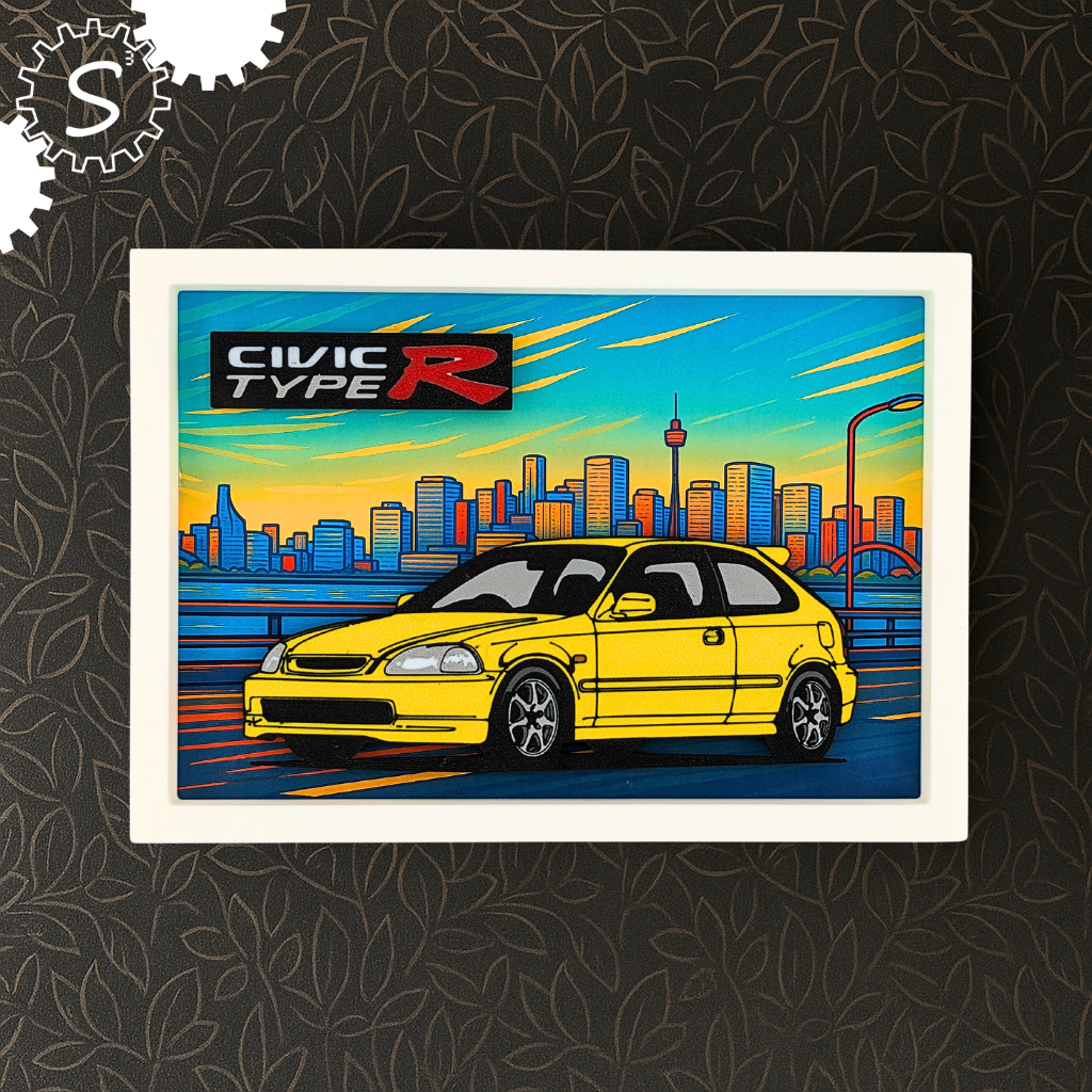 Honda Civic EK9 Type R 3D Layered Wall Art
