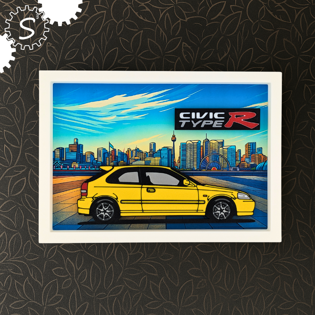 Honda Civic EK9 Type R 3D Layered Wall Art