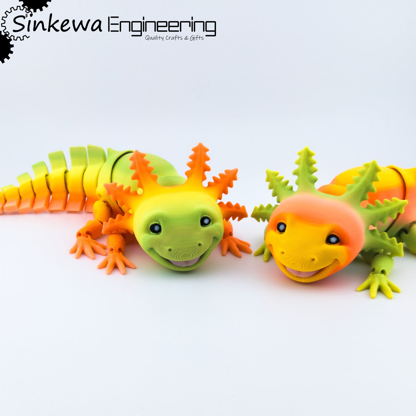 3D Printed Articulated Adorable Big Smile Axolotl Fidget Toy Gift